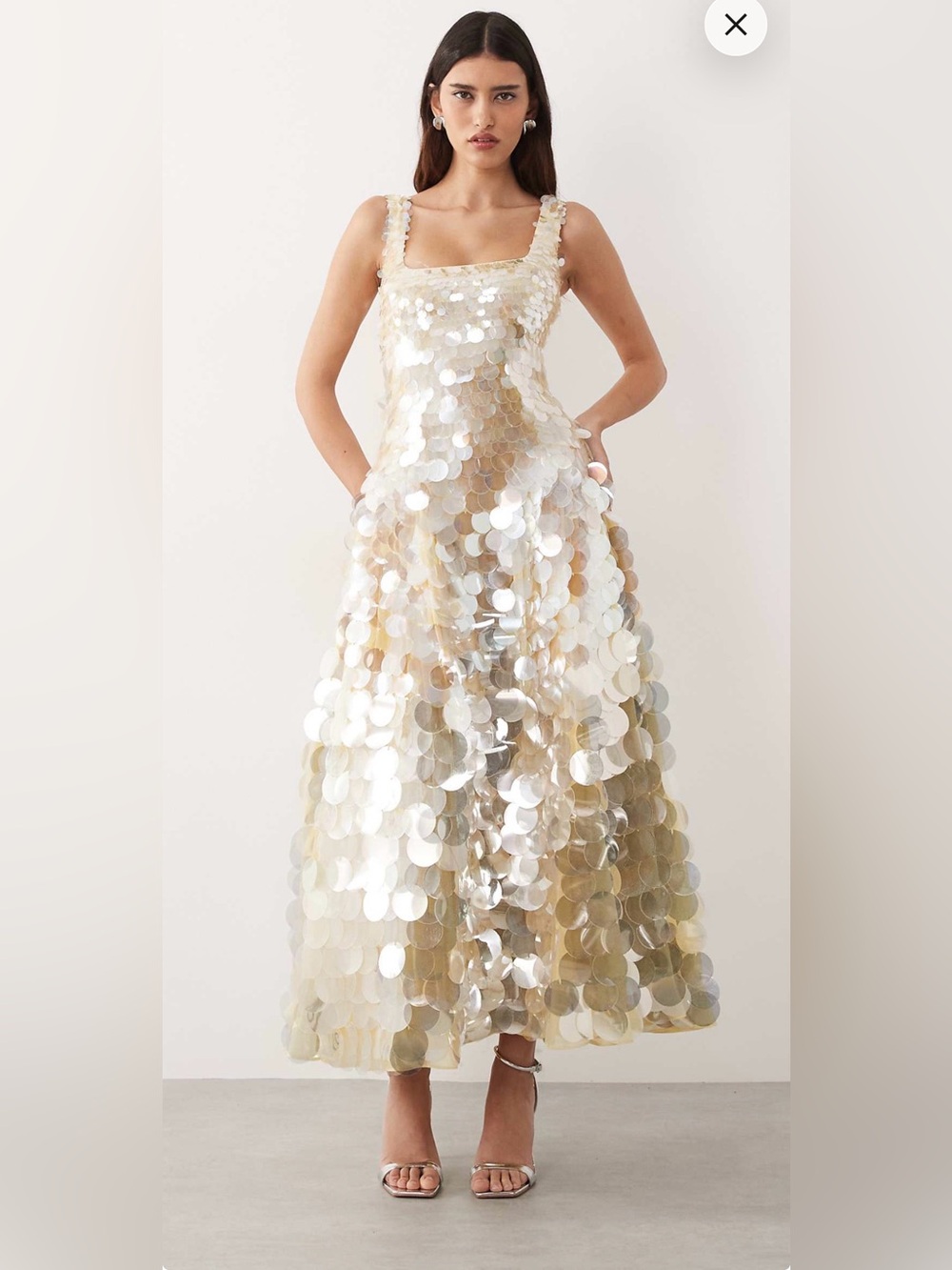 ASOS ARRANGE GOLD MIDI DRESS - US 6